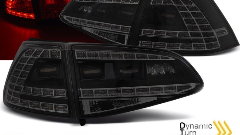 LED stražnja svjetla SEQ žmigavci (crna/smoke) / VW Golf 7 VII (2013-2017), LDVWM7