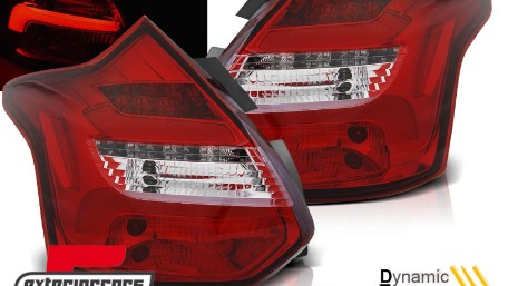 LED stražnja svjetla SEQ žmigavci (crvena/kristal) / Ford Focus 3 Hatchback (2011-10.2014), LDFO56