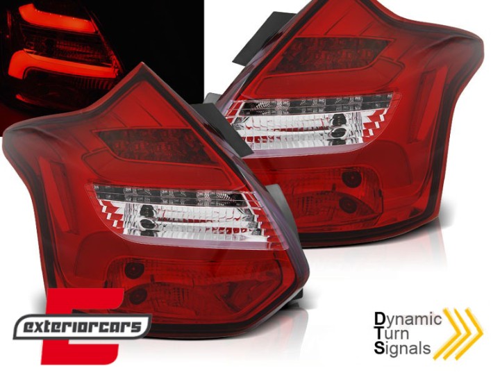 LED stražnja svjetla SEQ žmigavci (crvena/kristal) / Ford Focus 3 Hatchback (2011-10.2014), LDFO56