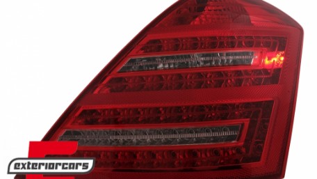LED stražnja svjetla SEQ žmigavci Facelift dizajn (crvena/kristal) / Mercedes S-klasa W221 (2005-2009), LDMED0