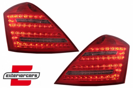 LED stražnja svjetla SEQ žmigavci Facelift dizajn (crvena/kristal) / Mercedes S-klasa W221 (2005-2009), LDMED0