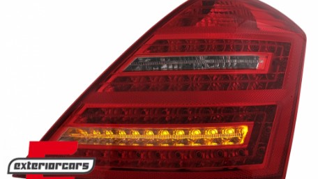 LED stražnja svjetla SEQ žmigavci Facelift dizajn (crvena/kristal) / Mercedes S-klasa W221 (2005-2009), LDMED0