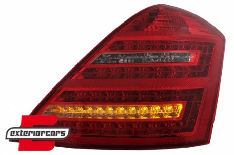 LED stražnja svjetla SEQ žmigavci Facelift dizajn (crvena/kristal) / Mercedes S-klasa W221 (2005-2009), LDMED0