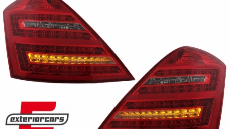 LED stražnja svjetla SEQ žmigavci Facelift dizajn (crvena/kristal) / Mercedes S-klasa W221 (2005-2009), LDMED0