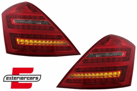 LED stražnja svjetla SEQ žmigavci Facelift dizajn (crvena/kristal) / Mercedes S-klasa W221 (2005-2009), LDMED0