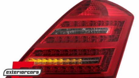 LED stražnja svjetla SEQ žmigavci Facelift dizajn (crvena/kristal) / Mercedes S-klasa W221 (2005-2009), LDMED0