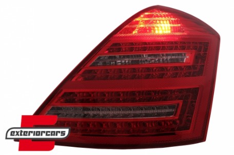 LED stražnja svjetla SEQ žmigavci Facelift dizajn (crvena/kristal) / Mercedes S-klasa W221 (2005-2009), LDMED0