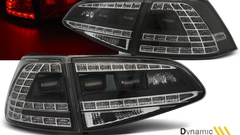 LED stražnja svjetla SEQ žmigavci GTI look (crna) / VW Golf 7 VII (2013-2017), LDVWM6