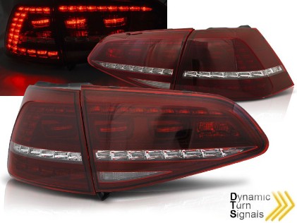 LED stražnja svjetla SEQ žmigavci GTI look (crvena/kristal) / VW Golf 7 VII (2013-2017), LDVWE3