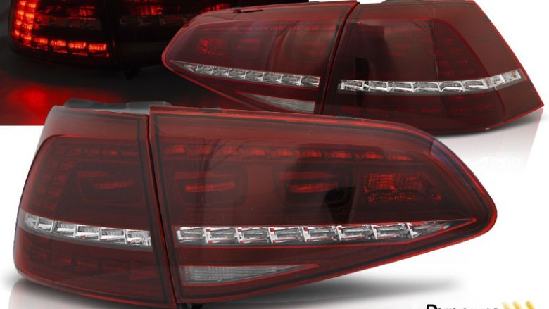 LED stražnja svjetla SEQ žmigavci GTI look (crvena/kristal) / VW Golf 7 VII (2013-2017), LDVWE3