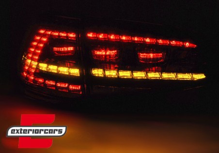 LED stražnja svjetla SEQ žmigavci GTI look (crvena/kristal) / VW Golf 7 VII (2013-2017), LDVWE3
