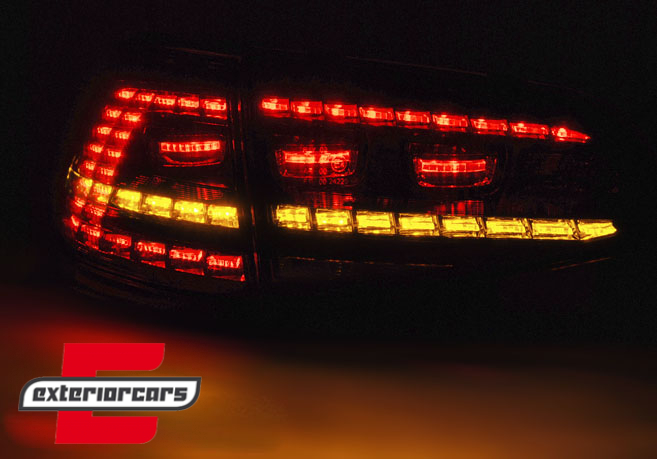 LED stražnja svjetla SEQ žmigavci GTI look (crvena/kristal) / VW Golf 7 VII (2013-2017), LDVWE3
