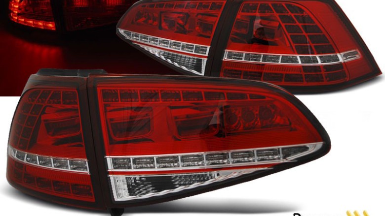 LED stražnja svjetla SEQ žmigavci GTI look (crvena/kristal) / VW Golf 7 VII (2013-2017), LDVWM3