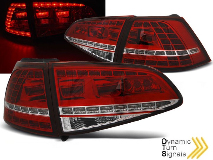 LED stražnja svjetla SEQ žmigavci GTI look (crvena/kristal) / VW Golf 7 VII (2013-2017), LDVWM3