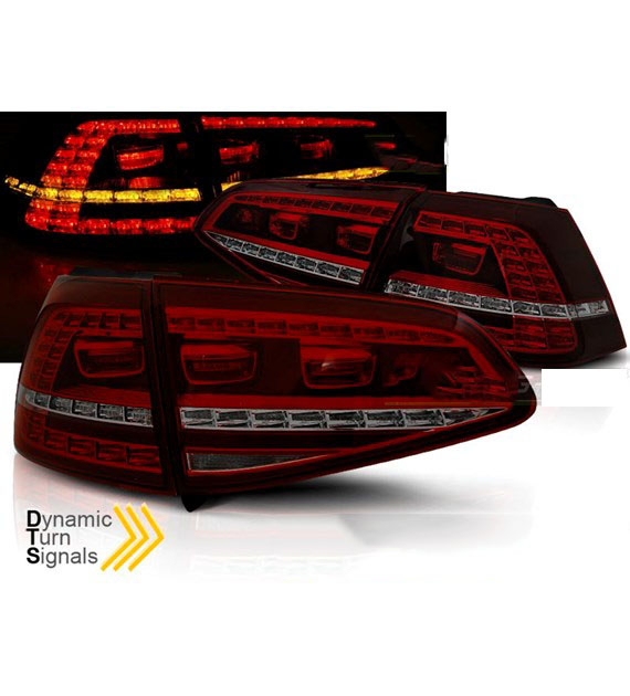 LED stražnja svjetla SEQ žmigavci GTI look (crvena/smoke) / VW Golf 7 VII (2013-2017), LDVWI7