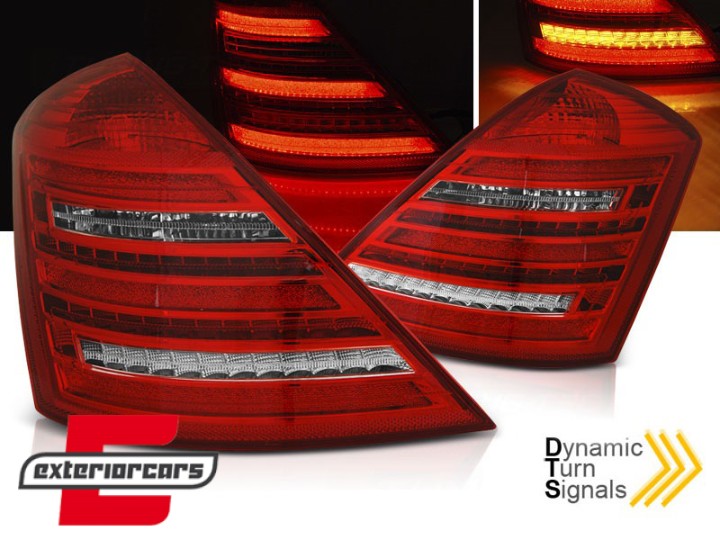 LED stražnja svjetla SEQ žmigavci W222 look (crvena/kristal) / Mercedes S-klasa W221 (2005-2009), LDMEE1