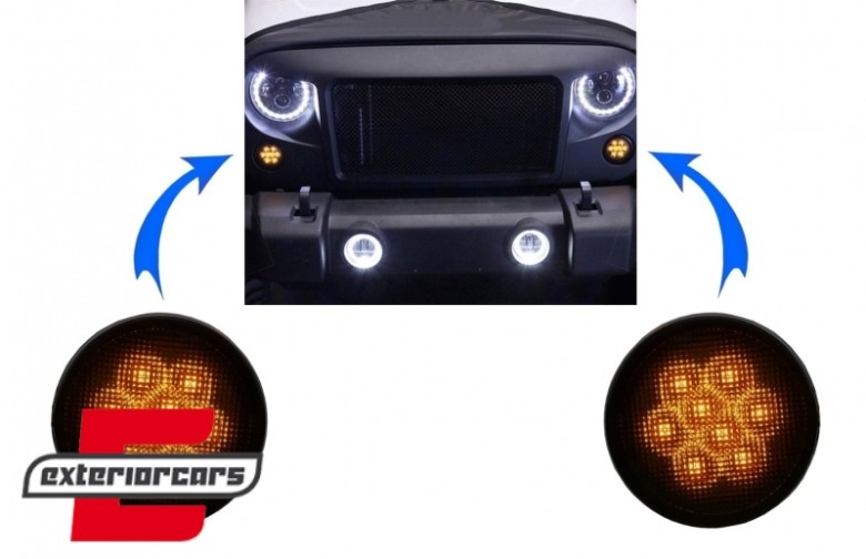 LED žmigavci u prednjoj masci (smoke) / JEEP Wrangler JK (2007-2016), SMJEWJK