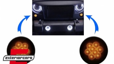 LED žmigavci u prednjoj masci (smoke) / JEEP Wrangler JK (2007-2016), SMJEWJK