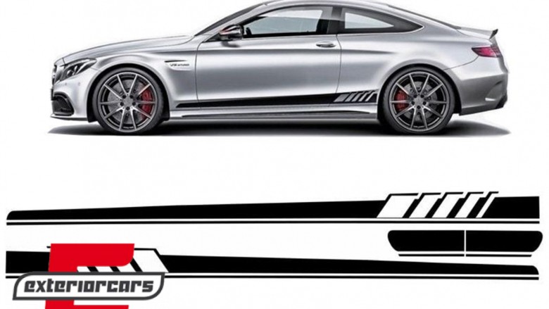 Naljepnice C63 AMG dizajn (piano crna) / Mercedes C-klasa C205 Coupe A205 Cabrio (2014-2020), STICKERC205PB
