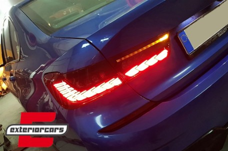 OLED full LED stražnja svjetla SEQ žmigavci (crvena) / BMW serije 3 G20 G28 M3 G80 limuzina (2018-2022), TLBMG20LED