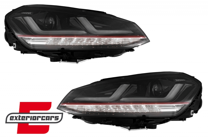 Osram Full LED prednja svjetla LEDriving SEQ žmigavci GTI dizajn (crvena) / VW Golf 7 VII (2012-2017), LEDHL104-GTI