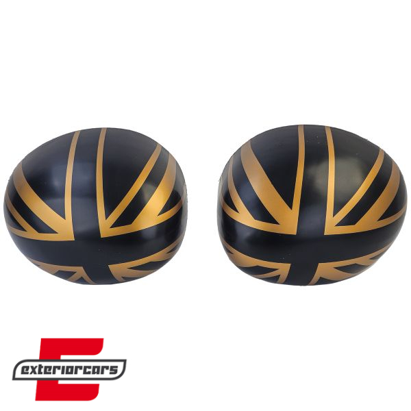 Poklopci poklopca retrovizora Union Jack dizajn (crna/zlatna) / MINI III F54 F55 F56 F57 (2014-2020), 43237