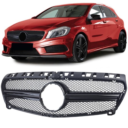 Prednja maska A45 AMG dizajn (piano crna) / Mercedes A-klasa W176 (2012-08.2015), GCP-176031