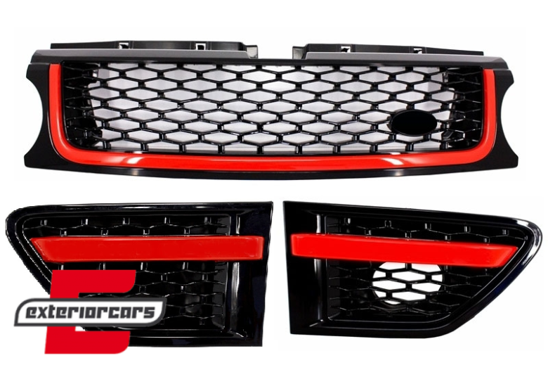Prednja maska & bočni otvori Autobiography dizajn (crvena/crna) / Land Range Rover Sport L320 Facelift (2010-2013), RRFGA01FBR