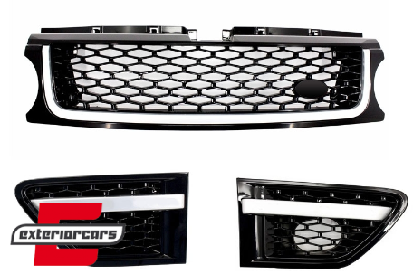 Prednja maska & bočni otvori Autobiography dizajn (piano crna/srebrna) / Land Range Rover Sport L320 Facelift (2009-2013), RRFGA01FBB
