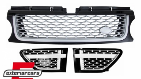 Prednja maska & bočni otvori Autobiography dizajn (piano crna/srebrna) / Land Range Rover Sport L320 Facelift (2009-2013), RRFGA01FBS