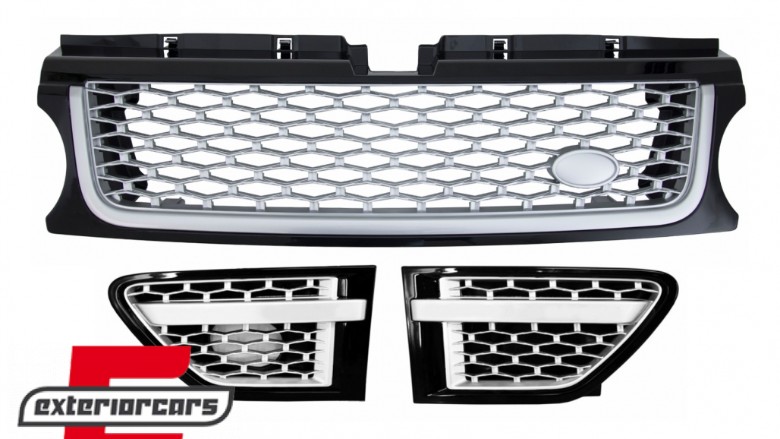 Prednja maska & bočni otvori Autobiography dizajn (piano crna/srebrna) / Land Range Rover Sport L320 Facelift (2009-2013), RRFGA01FBS