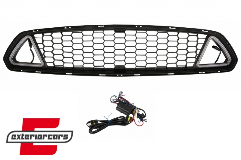 Prednja maska & LED DRL RTR dizajn (mat crna) / Ford Mustang Mk6 VI (2015-2017), FGFMU