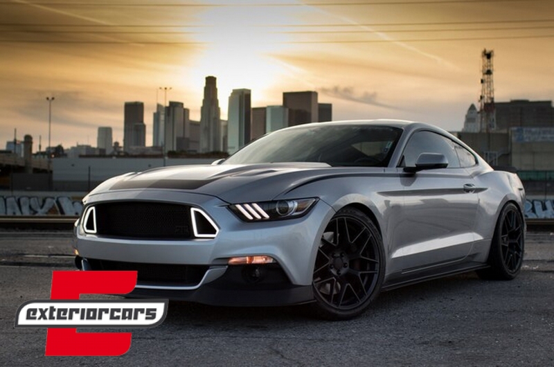 Prednja maska & LED DRL RTR dizajn (mat crna) / Ford Mustang Mk6 VI (2015-2017), FGFMU