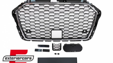 Prednja maska RS3 dizajn (chrome/crna) / AUDI A3 S3 8V Facelift (2017-2019), GRAU57