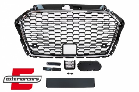 Prednja maska RS3 dizajn (chrome/crna) / AUDI A3 S3 8V Facelift (2017-2019), GRAU57