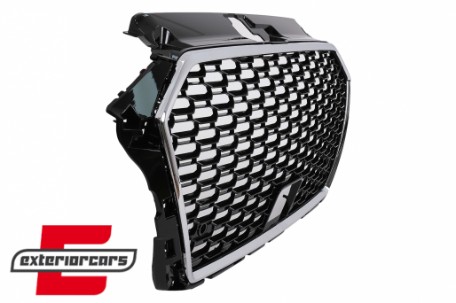 Prednja maska RS3 dizajn (chrome/crna) / AUDI A3 S3 8V Facelift (2017-2019), GRAU57