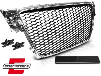 Prednja maska RS4 dizajn (chrome/crna) / Audi A4 S4 B8 (2008-2011), GRAU02