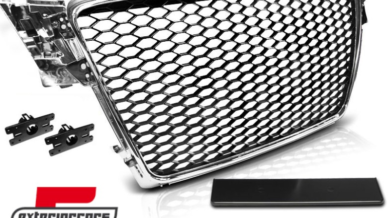 Prednja maska RS4 dizajn (chrome/crna) / Audi A4 S4 B8 (2008-2011), GRAU02