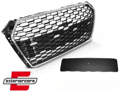 Prednja maska RS4 dizajn (chrome/crna) / Audi A4 S4 B9 8W (2016-2019) limuzina karavan, GRAU76