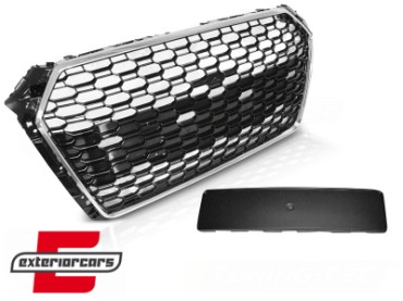 Prednja maska RS4 dizajn (chrome/crna) / Audi A4 S4 B9 8W (2016-2019) limuzina karavan, GRAU76