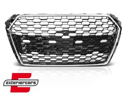Prednja maska RS4 dizajn (chrome/crna) / Audi A4 S4 B9 8W (2016-2019) limuzina karavan, GRAU76
