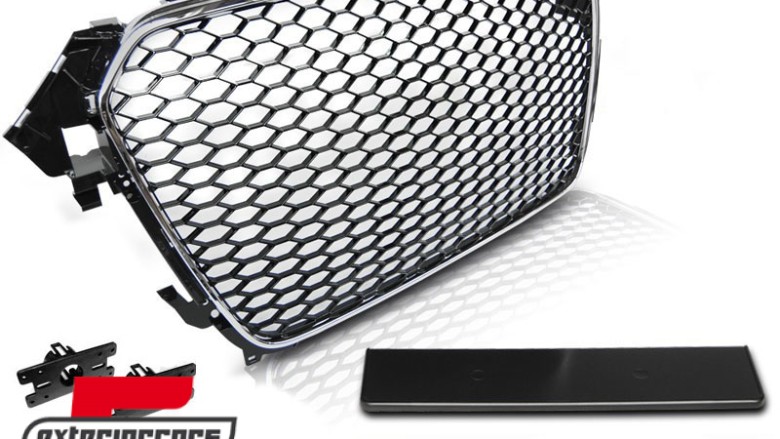 Prednja maska RS4 dizajn (chrome/piano crna) / Audi A4 S4 B8 Facelift (2012-2015), GRAU43