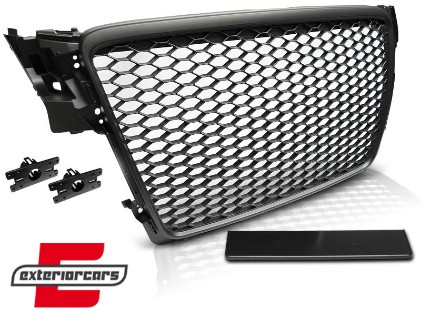 Prednja maska RS4 dizajn (mat crna) / Audi A4 S4 B8 (2007-2011), GRAU01