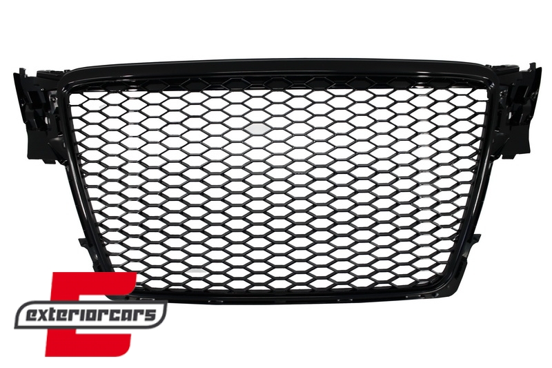 Prednja maska RS4 dizajn (mat crna) / Audi A4 S4 B8 (2007-2011), GRAU01