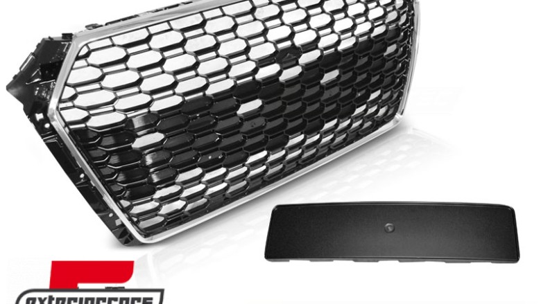 Prednja maska RS4 dizajn (PDC) (chrome/crna) / Audi A4 S4 B9 8W (2016-2019) limuzina karavan, GRAU74
