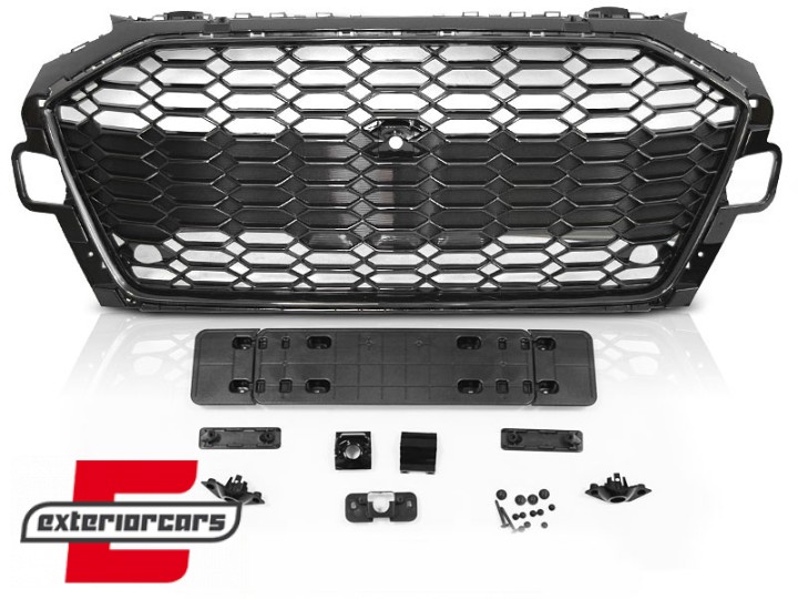 Prednja maska RS4 dizajn (piano crna) / Audi A4 B9 8W Facelift (2020-2024), GRAU80