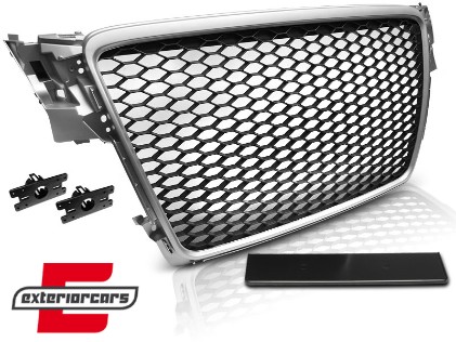 Prednja maska RS4 dizajn (srebrna) / Audi A4 S4 B8 (2008-2011), GRAU03
