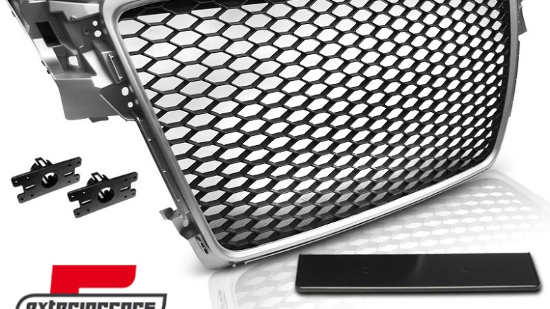 Prednja maska RS4 dizajn (srebrna) / Audi A4 S4 B8 (2008-2011), GRAU03