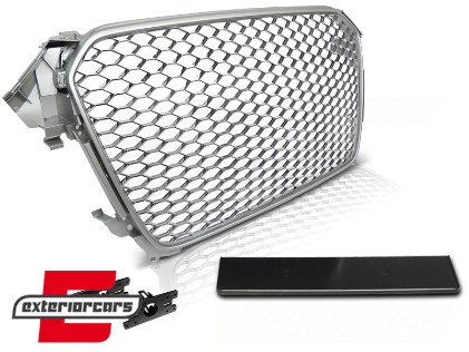 Prednja maska RS4 dizajn (srebrna) / Audi A4 S4 B8 Facelift (2012-2015), GRAU44