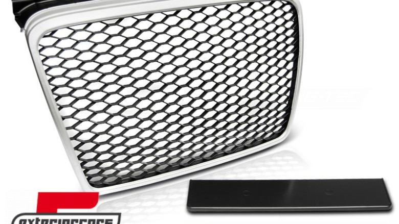 Prednja maska RS4 dizajn (srebrna/crna) / Audi A4 B7 (2004-2008), GRAU23